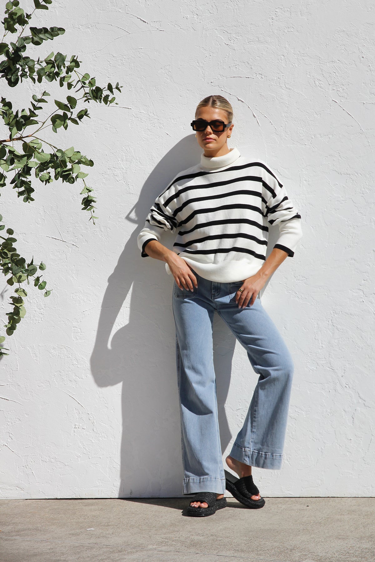 Striped Turtleneck Sweater | Oversized Fit | Classic & Cozy