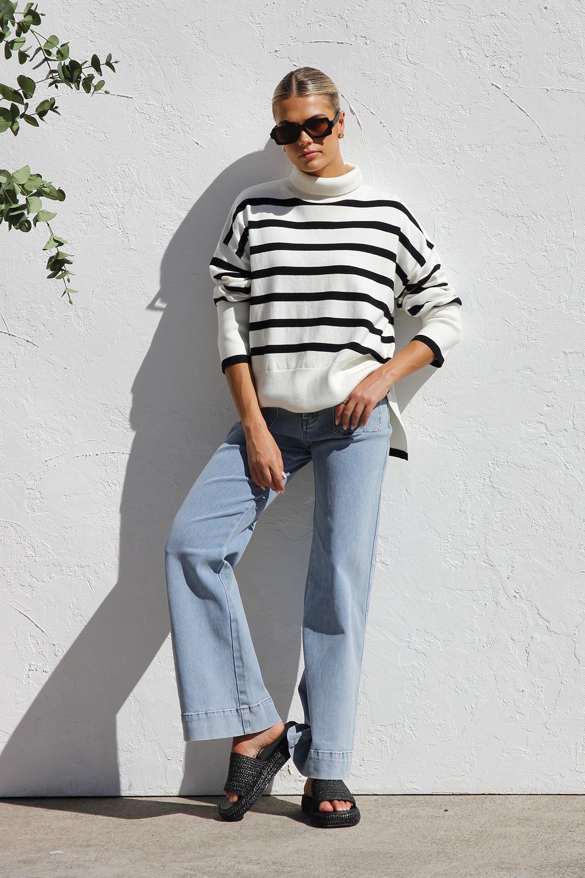 Striped Turtleneck Sweater | Oversized Fit | Classic & Cozy