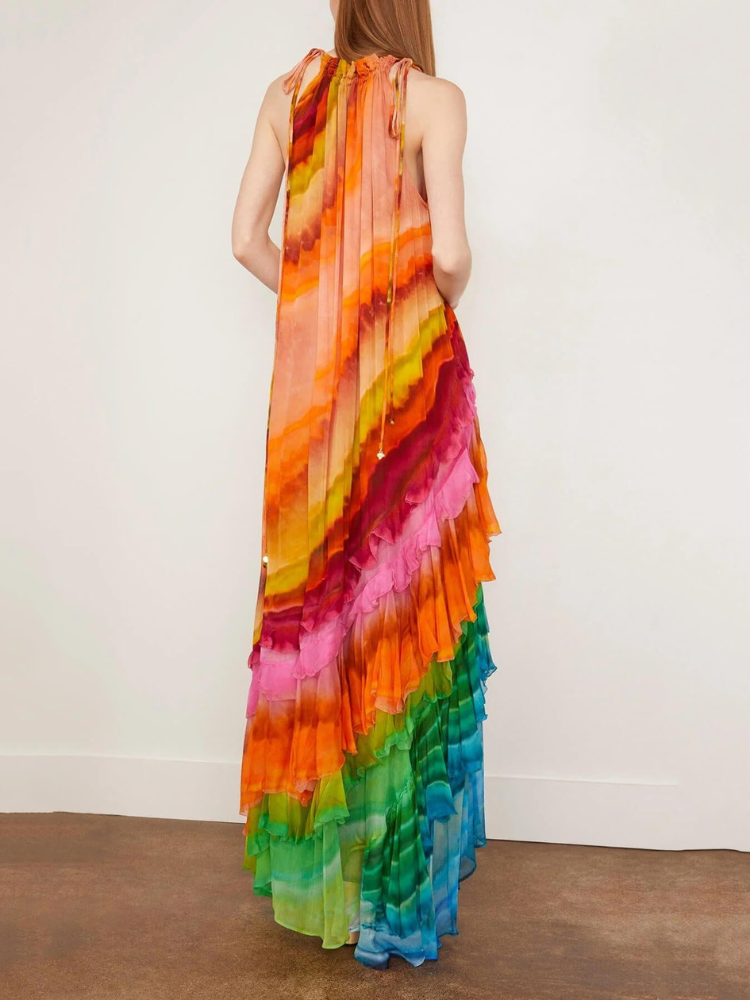 Iris | Women’s Halter Gown | Cascading Ruffles