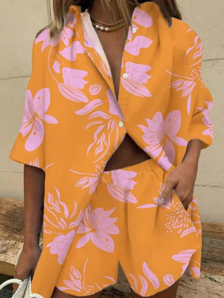 Ivy | Women’s Two-Piece Set | Tropical Leaf Print & Relaxed Fit