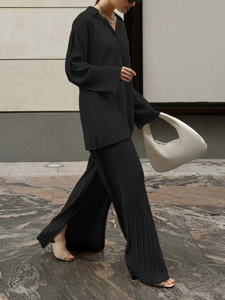 Juliana | Women’s Two-Piece Set | Oversized Pleated Leisure Pants