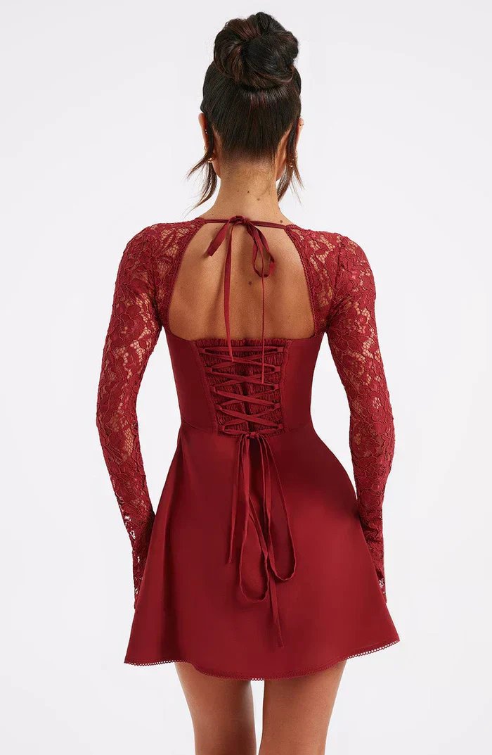 Serena | Women’s Mini Dress | Lace-Sleeved & Elegant