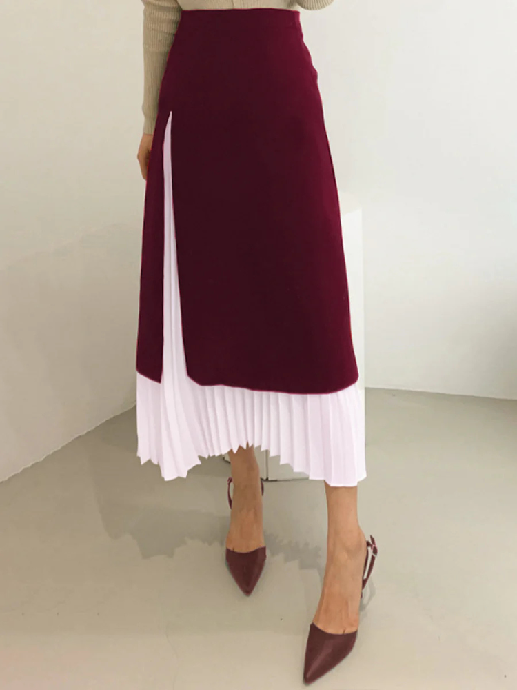 Leona | Women’s Long Skirt | Two-Tone Pleated Flow