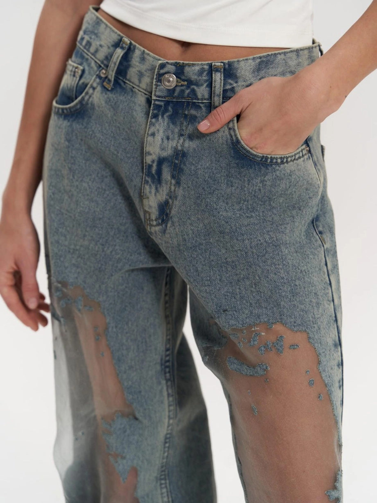 Lina | Women’s Mesh Panel Jeans | High Waist