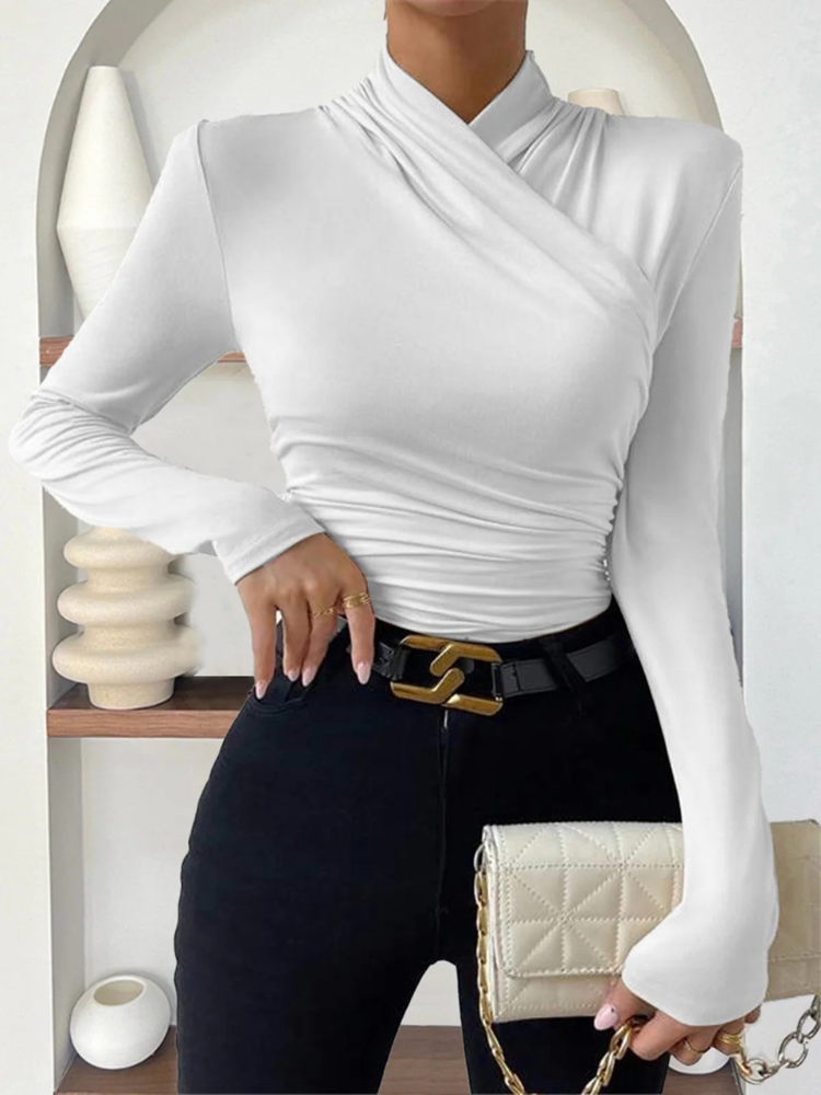 Liora | Women’s T-Shirt | Cross-Over Pleated Cinched
