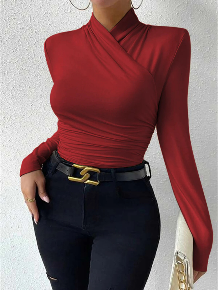 Liora | Women’s T-Shirt | Cross-Over Pleated Cinched