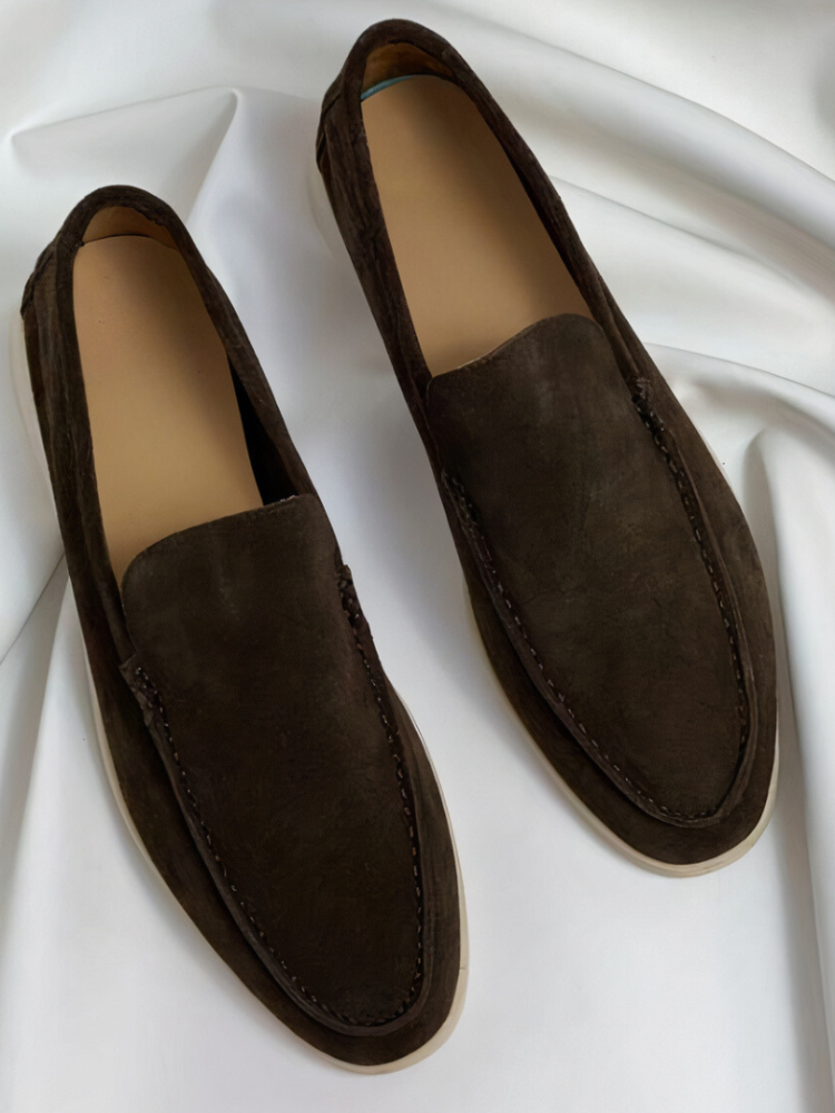 Luca | Men’s Loafers | Light Taupe Suede Slip-On