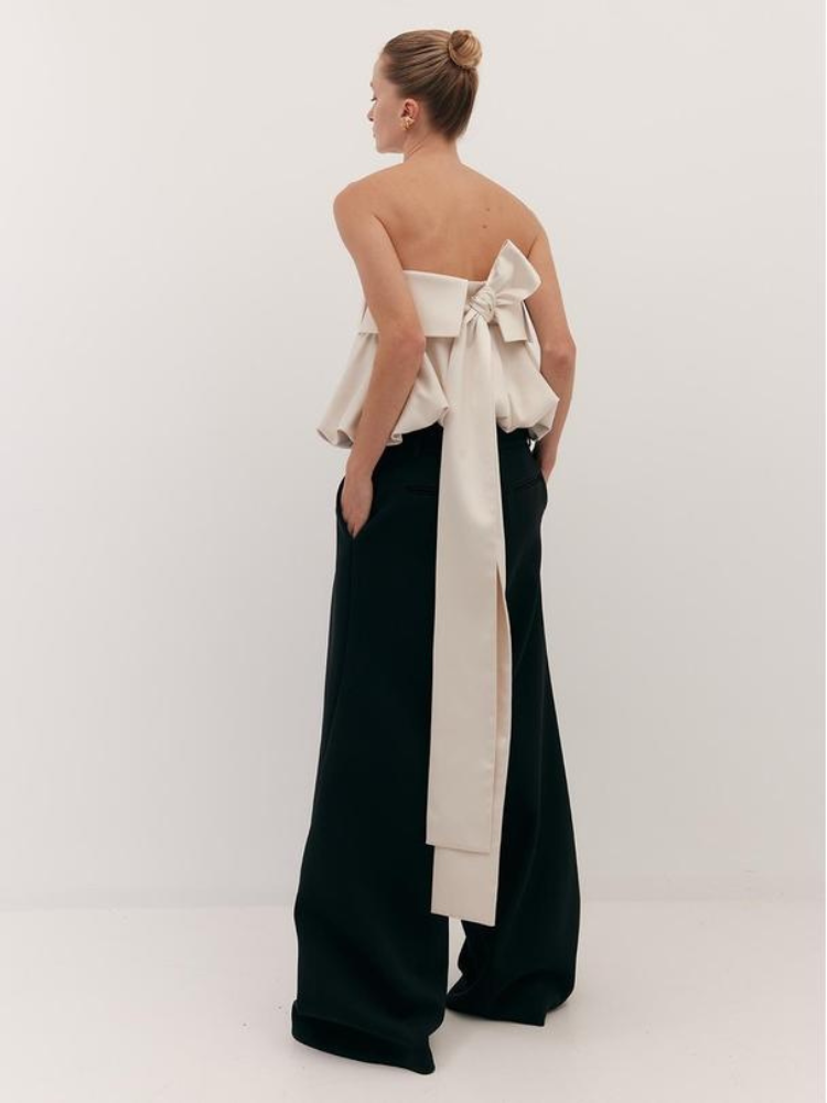 Lumi | Women’s Tube Top | Satin Bow-Back and Sculpted Fit