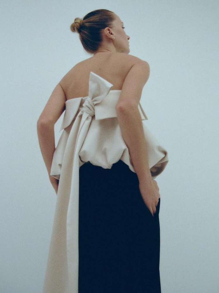 Lumi | Women’s Tube Top | Satin Bow-Back and Sculpted Fit