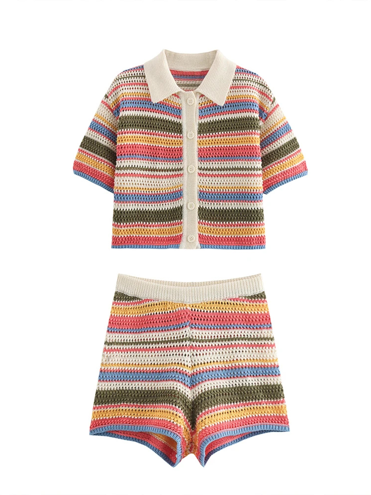 Luniva | Women’s Set | Striped Polo & Shorts