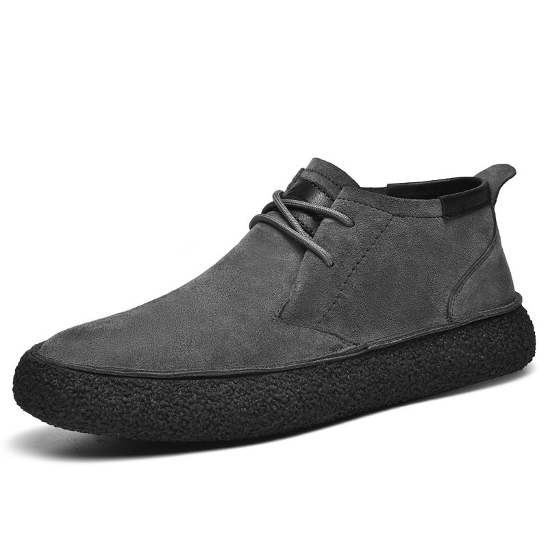 Men’s Lace-Up Mid-Top Loafers – Textured Sole Design
