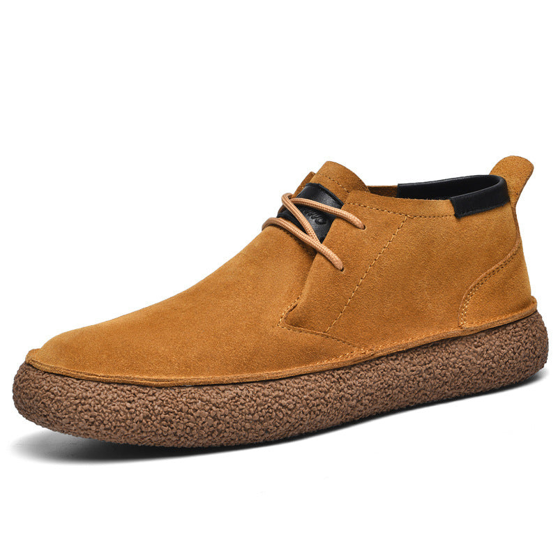 Men’s Lace-Up Mid-Top Loafers – Textured Sole Design