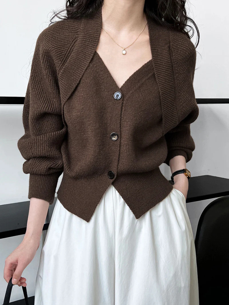 Melina | Women’s Sweater | V-Neck Button Soft Knit