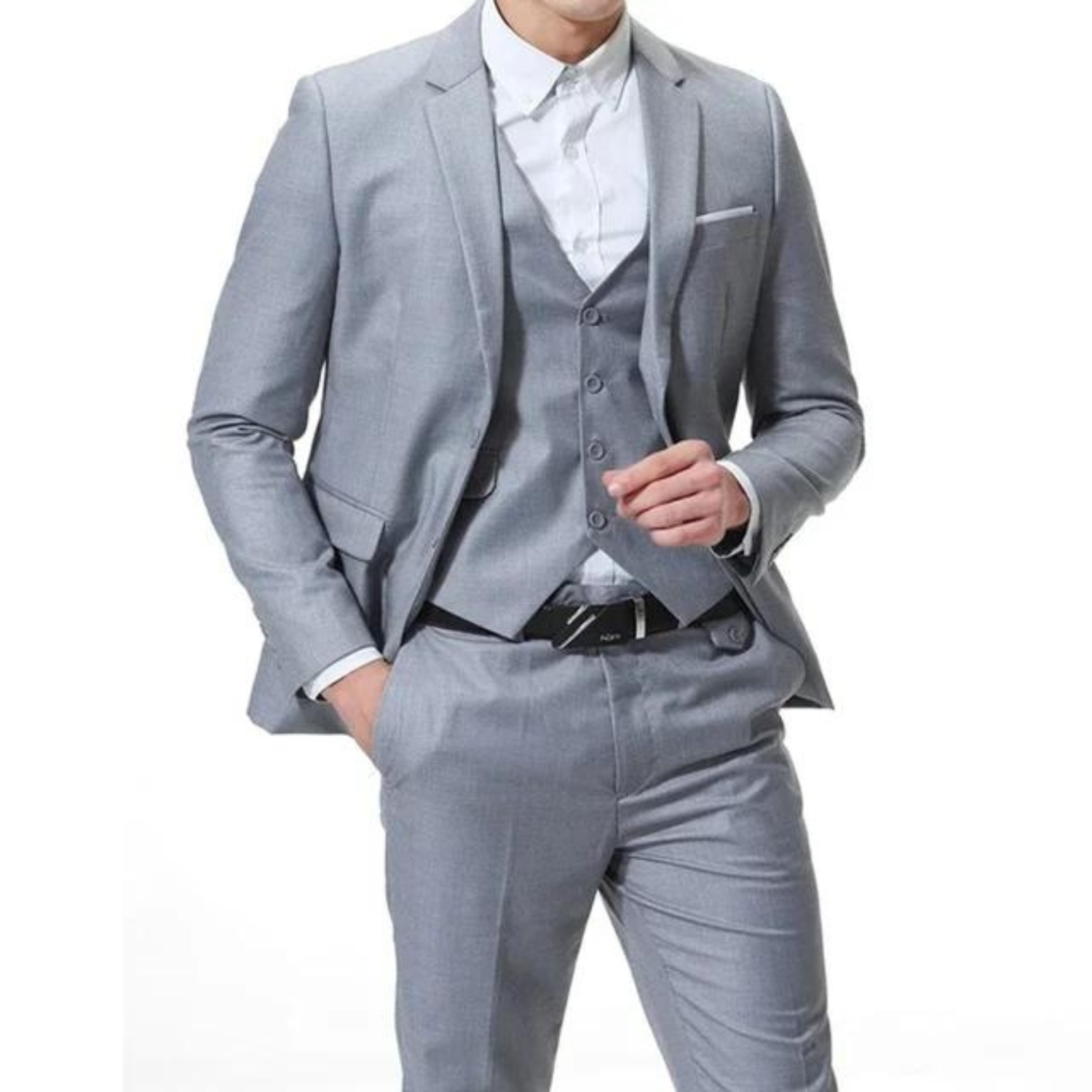 Men’s Three-Piece Suit — Single Button Closure