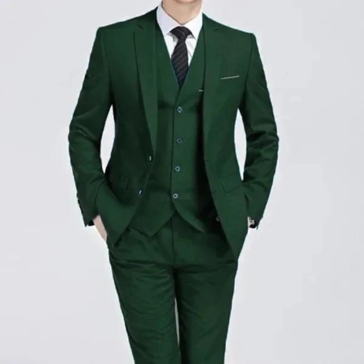 Men’s Three-Piece Suit — Single Button Closure