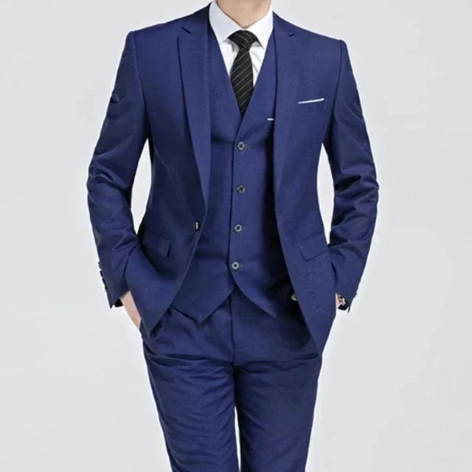 Men’s Three-Piece Suit — Single Button Closure