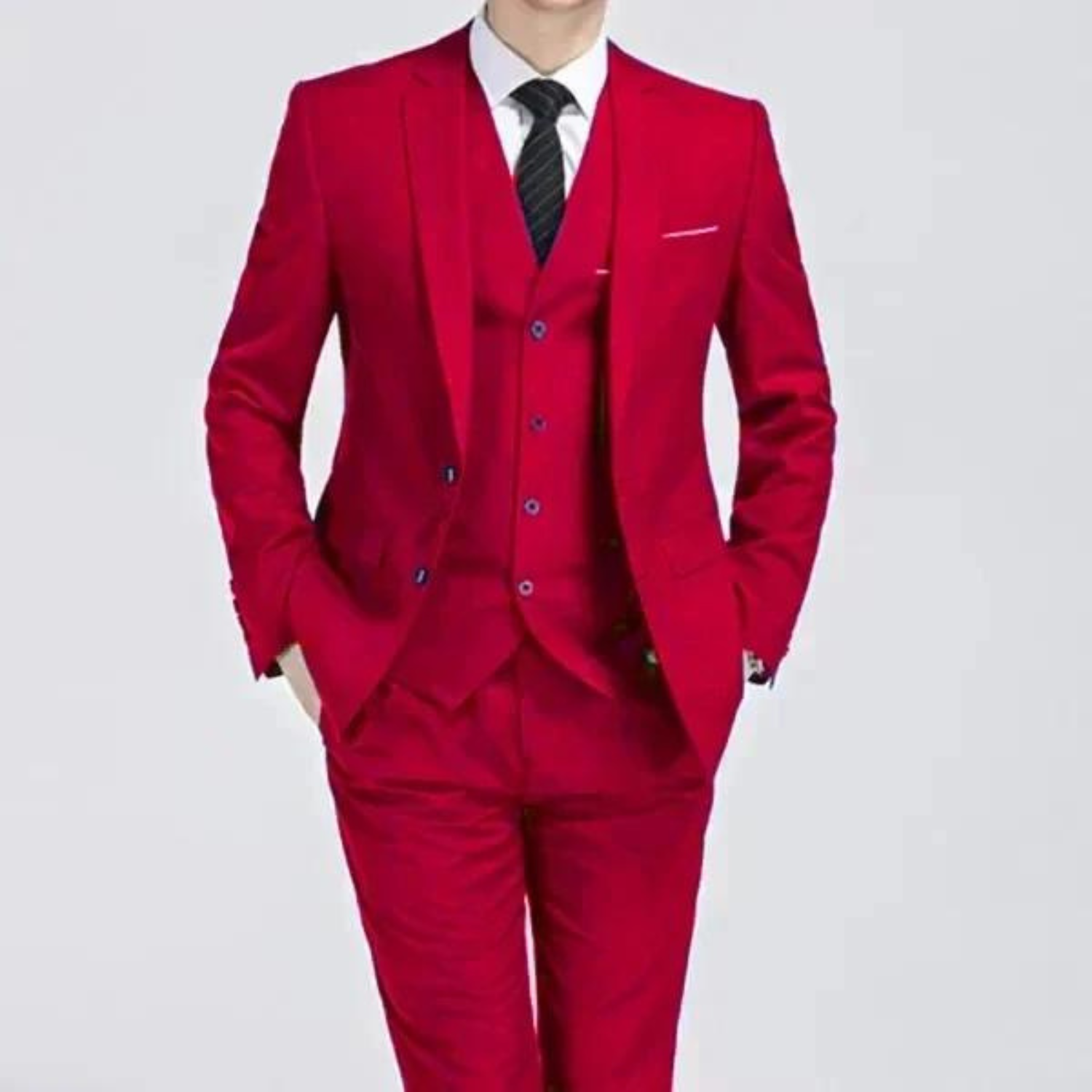 Men’s Three-Piece Suit — Single Button Closure