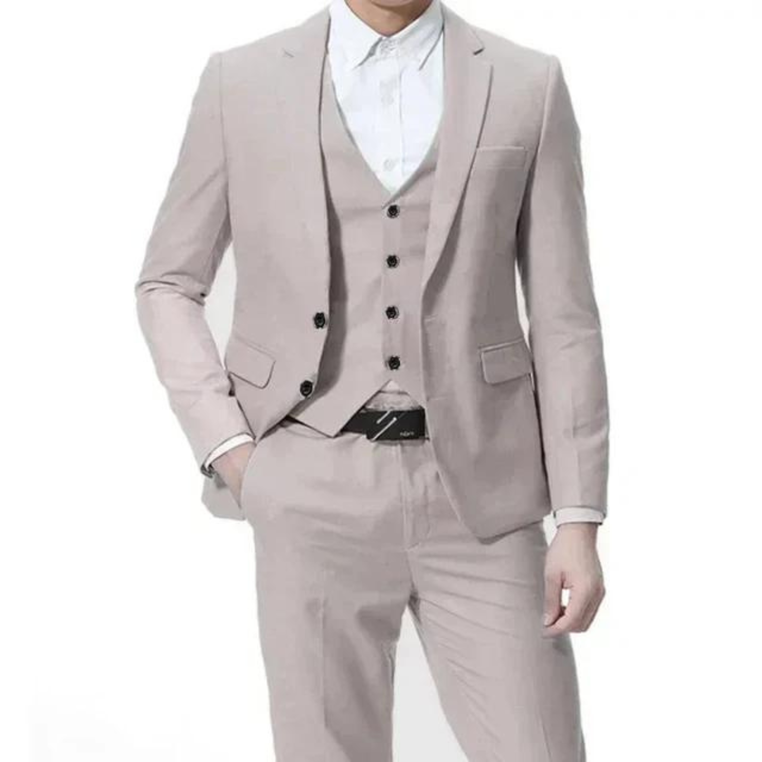 Men’s Three-Piece Suit — Single Button Closure