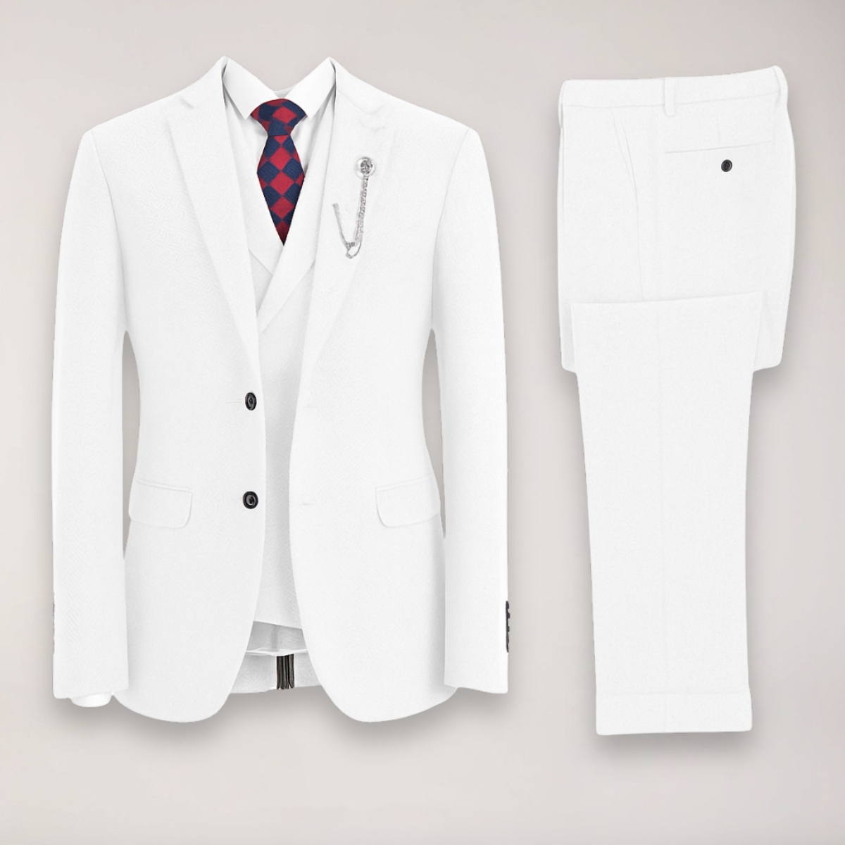 Men's 3-Piece Herringbone Tweed Suit – Jacket, Waistcoat and Trousers