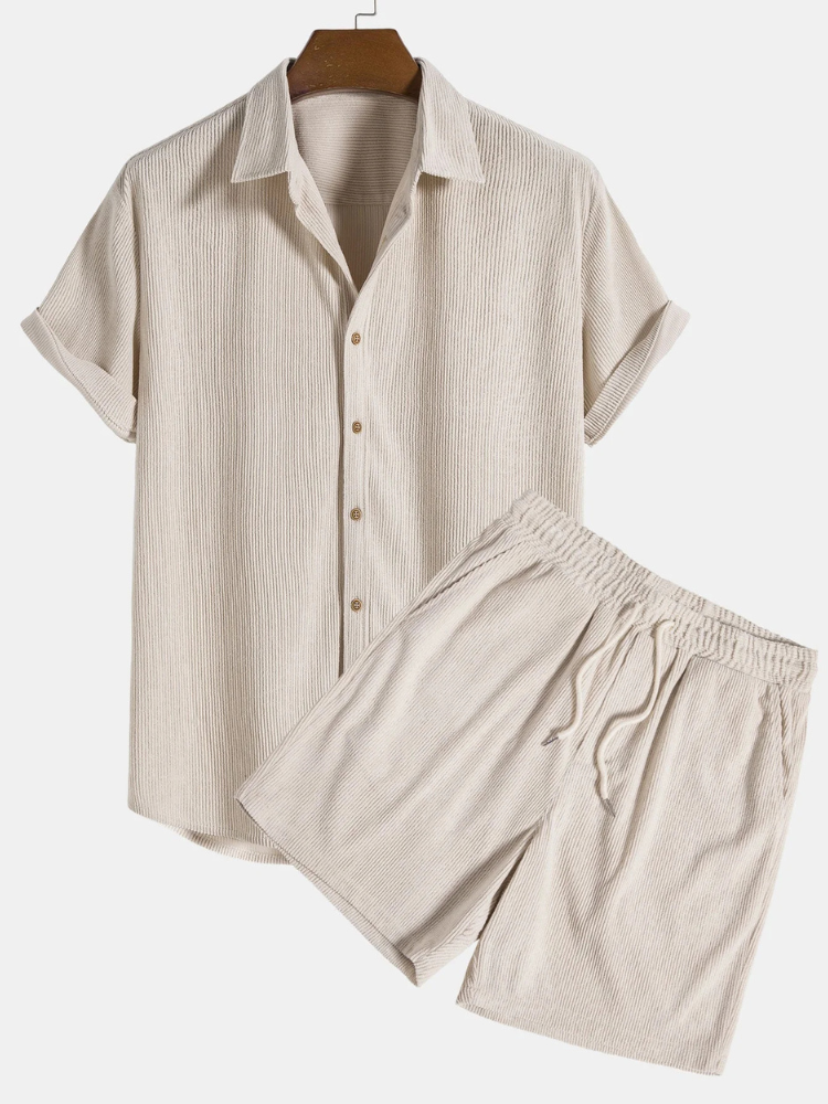 Miles | Men’s Set | Corduroy Shirt & Shorts Summer Co-ord