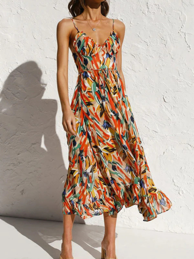 Mirella | Women’s Dress | Colorful Midi Vibrant Flowy