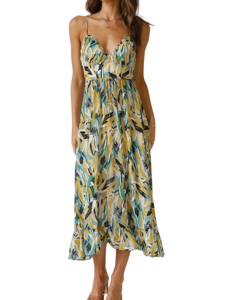 Mirella | Women’s Dress | Colorful Midi Vibrant Flowy