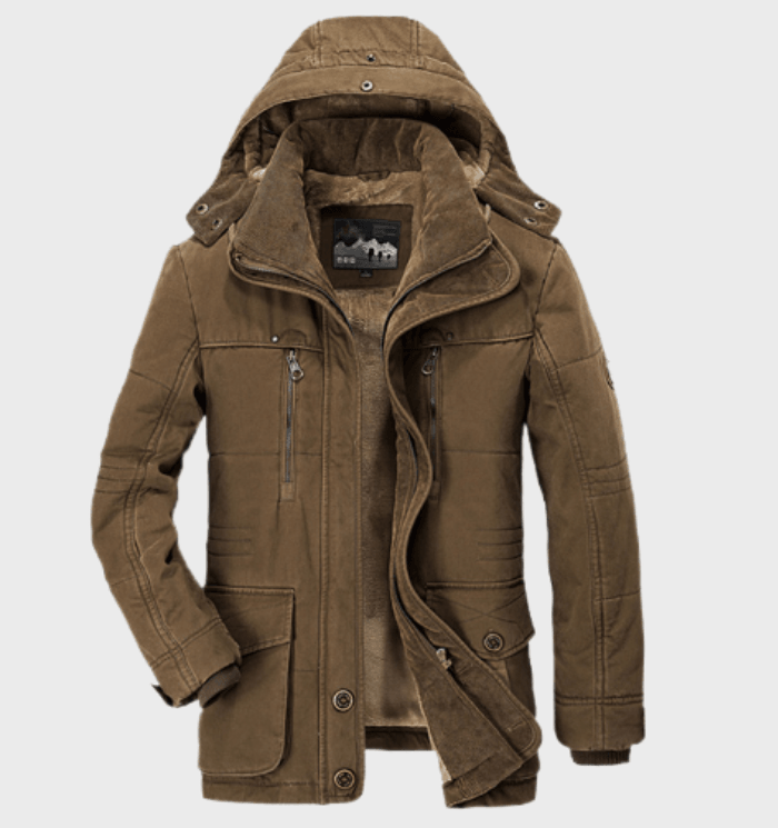 Men’s Winter Hooded Thick Jacket - Deep Pockets