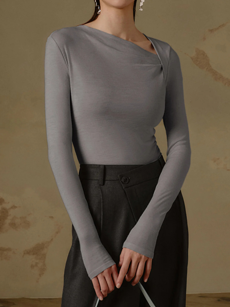 Nerida | Women’s Knit Shirt | Long Sleeve Asymmetric