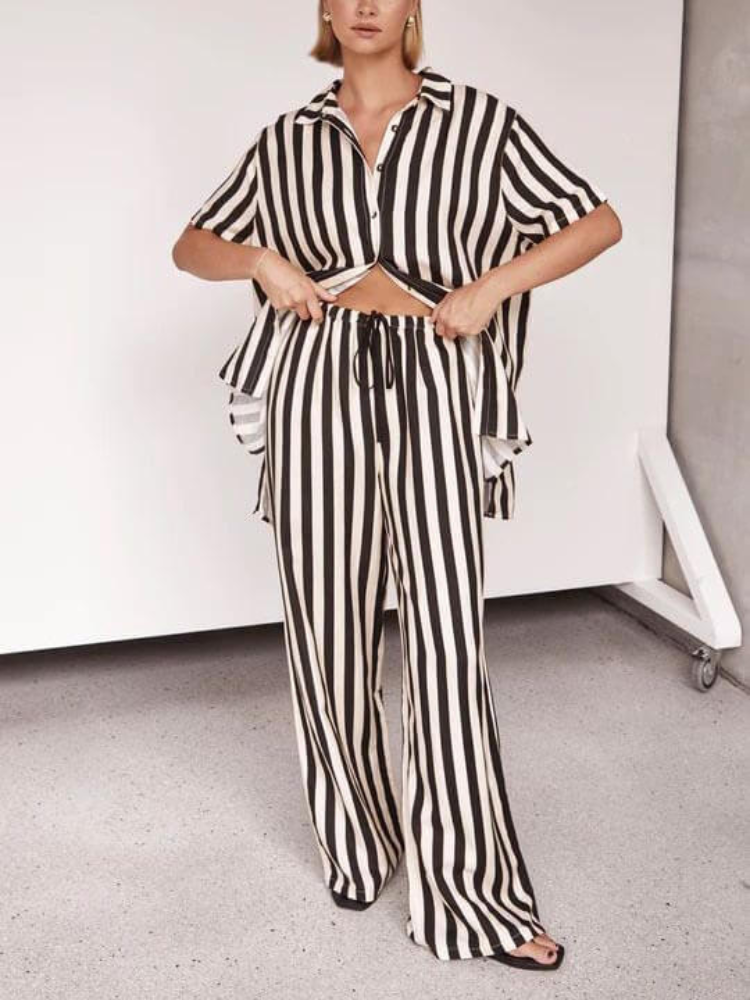 Nyla | Women’s Wide Leg Pants | Striped and Relaxed Fit