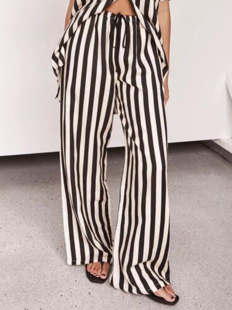 Nyla | Women’s Wide Leg Pants | Striped and Relaxed Fit