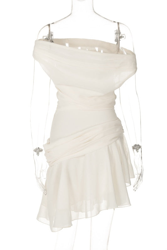 Asymmetrical Off-Shoulder Mini Dress | Elegant & Flowy | Chic & Timeless