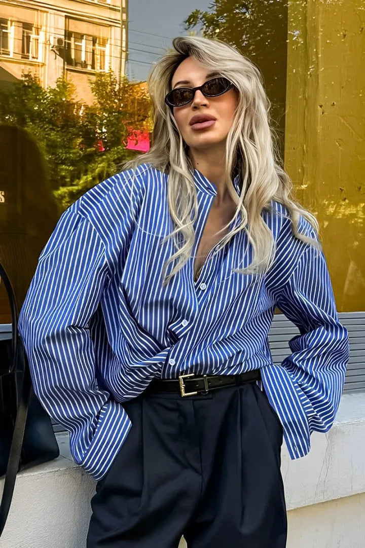 Striped Oversized Shirt | Classic Button-Up | Effortless Style