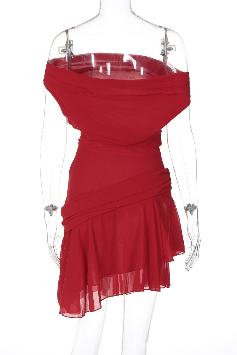Asymmetrical Off-Shoulder Mini Dress | Elegant & Flowy | Chic & Timeless