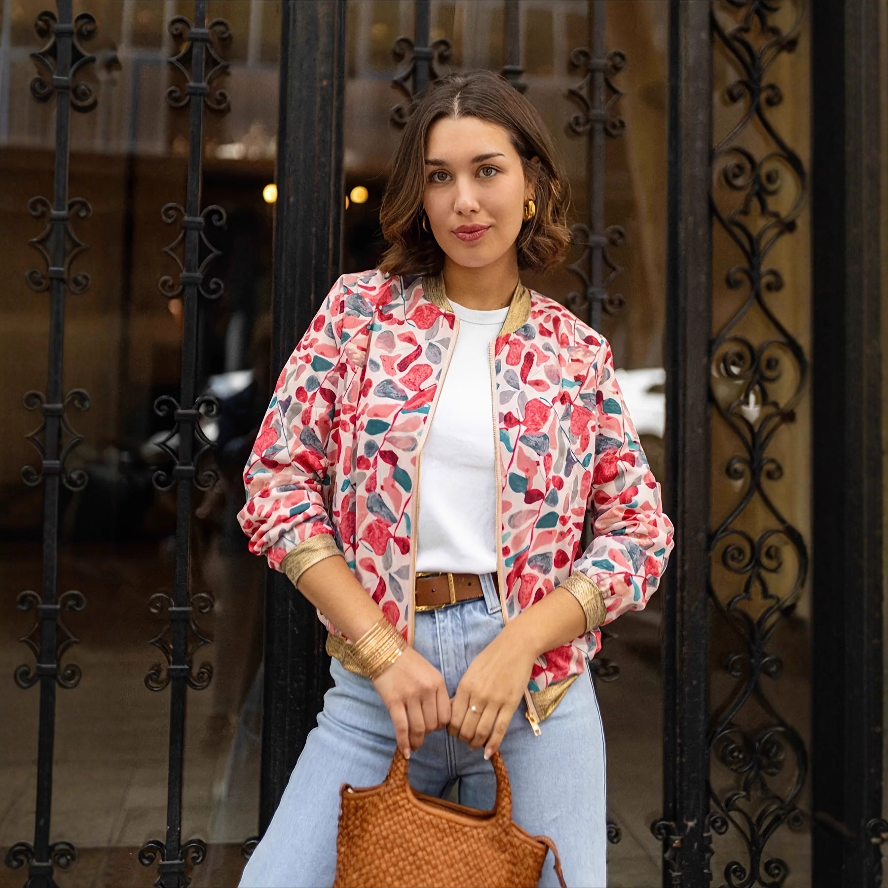 Floriana - Womens Floral Bomber Jacket