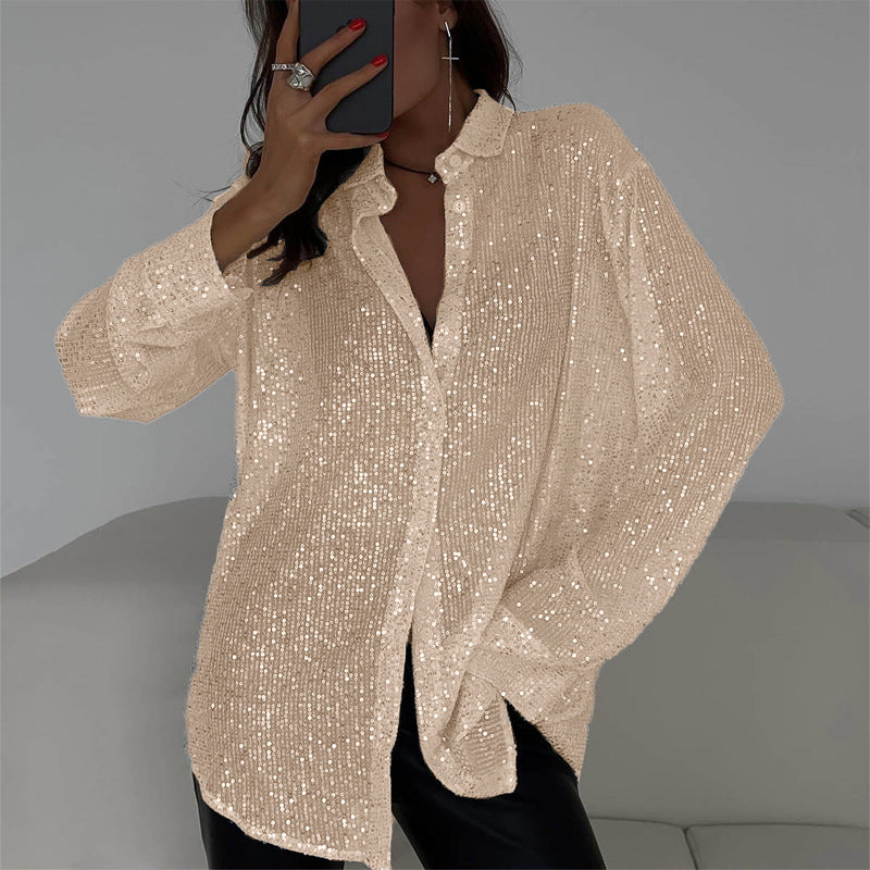 Elowenn - Sparkle Oversized Womens Blouse