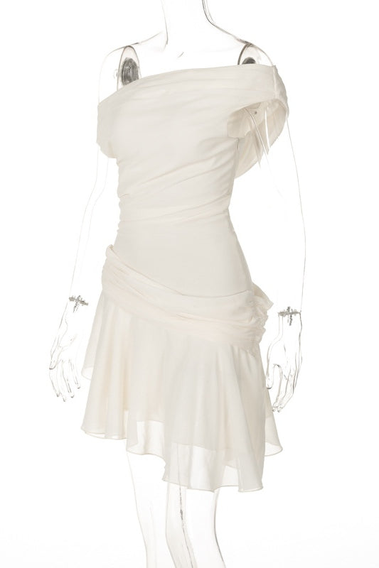 Asymmetrical Off-Shoulder Mini Dress | Elegant & Flowy | Chic & Timeless