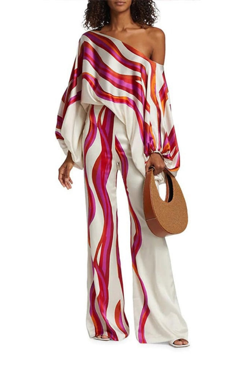 One-Shoulder Wide-Leg Set | Bold Print | Elegant & Chic