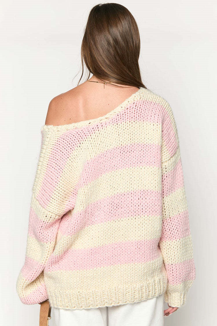 Oversized Striped Sweater | Off-Shoulder | Cozy & Stylish