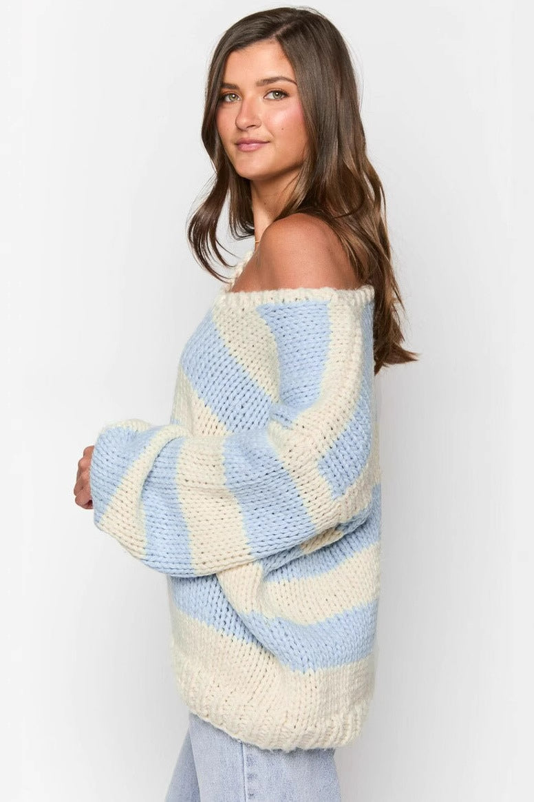 Oversized Striped Sweater | Off-Shoulder | Cozy & Stylish