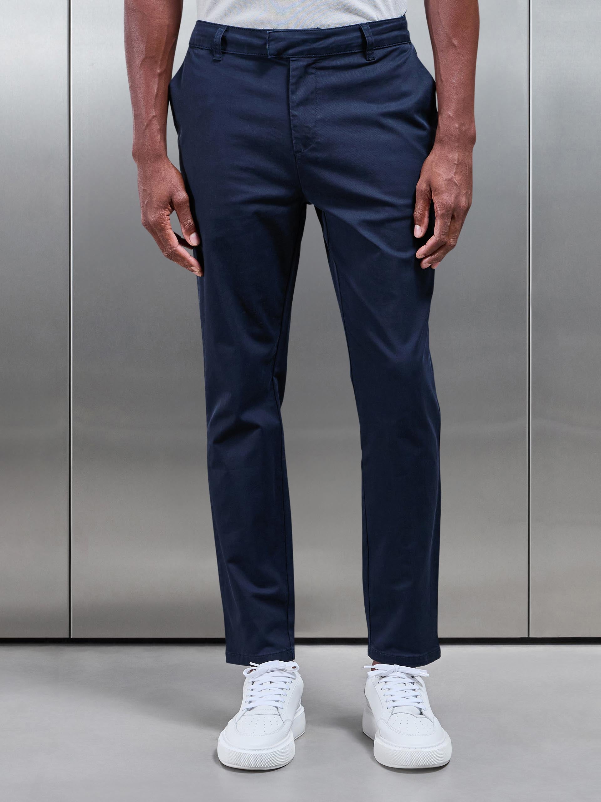 Men's Slim Fit Chino Pants – Navy Blue Design