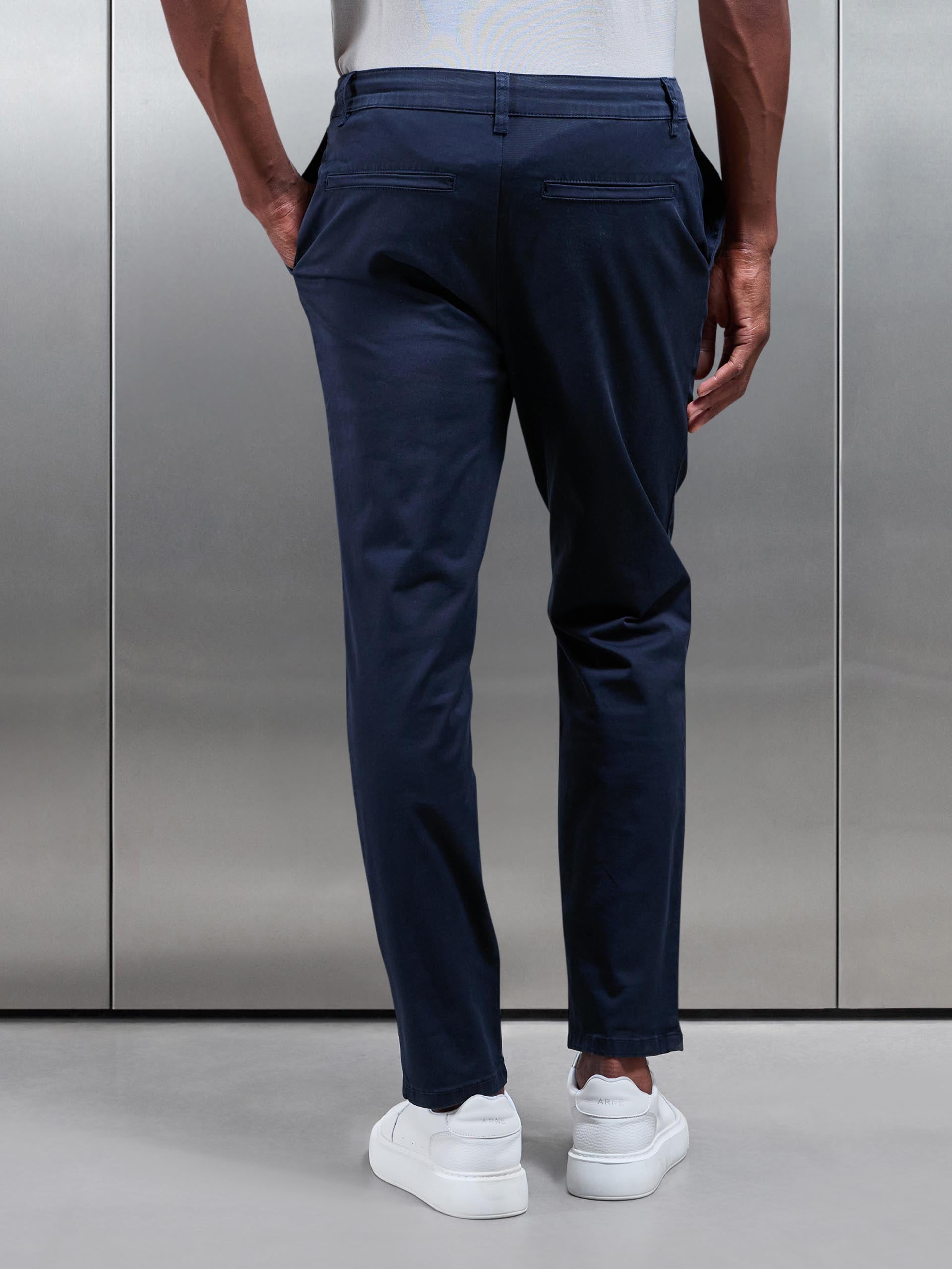Men's Slim Fit Chino Pants – Navy Blue Design