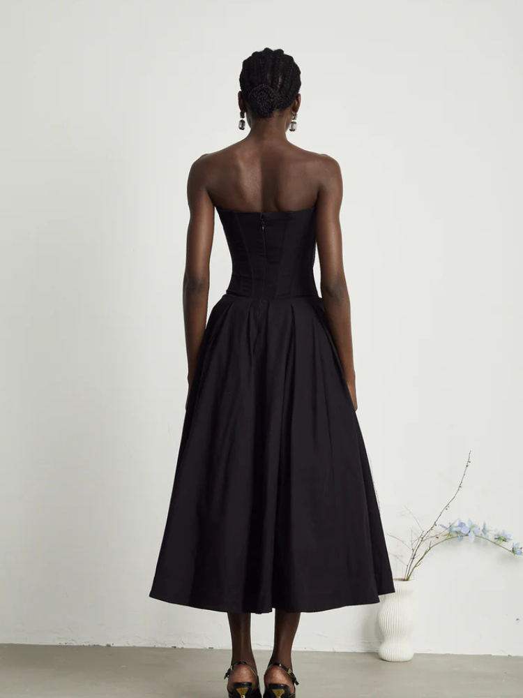 Selene | Women’s Midi Dress | Off-Shoulder Corset