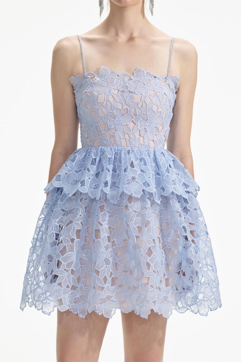 Strapless Tiered Lace Mini Dress | Feminine & Elegant | Floral Detailing