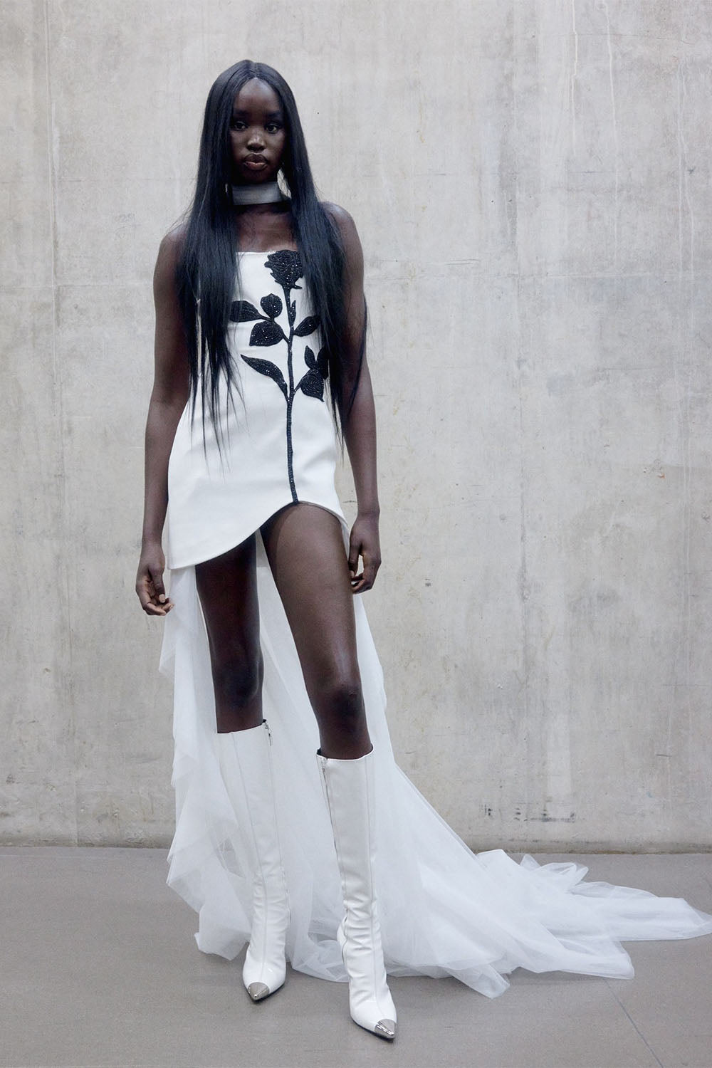Strapless Asymmetric Gown | Dramatic & Elegant | Sheer Train
