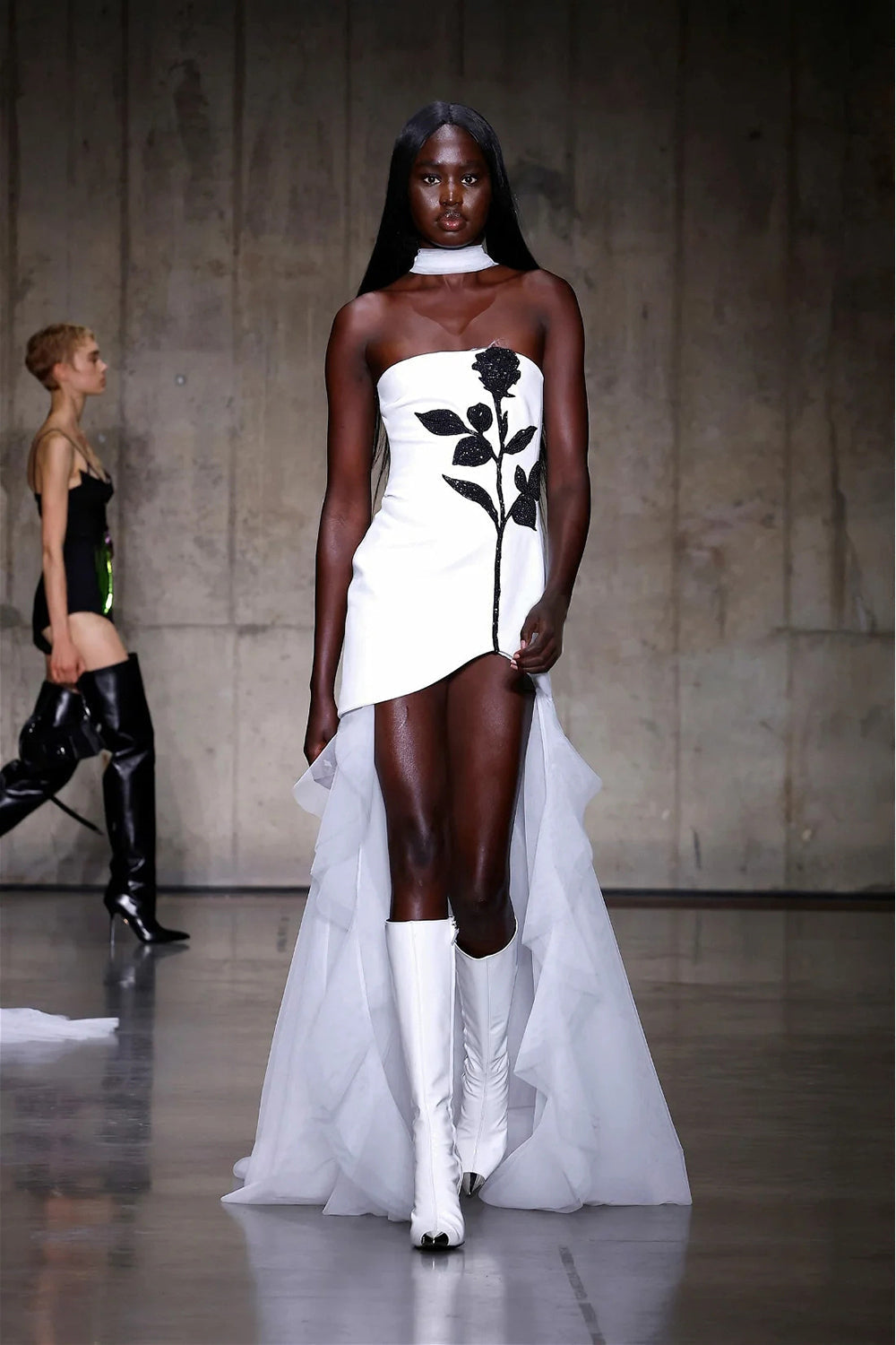 Strapless Asymmetric Gown | Dramatic & Elegant | Sheer Train
