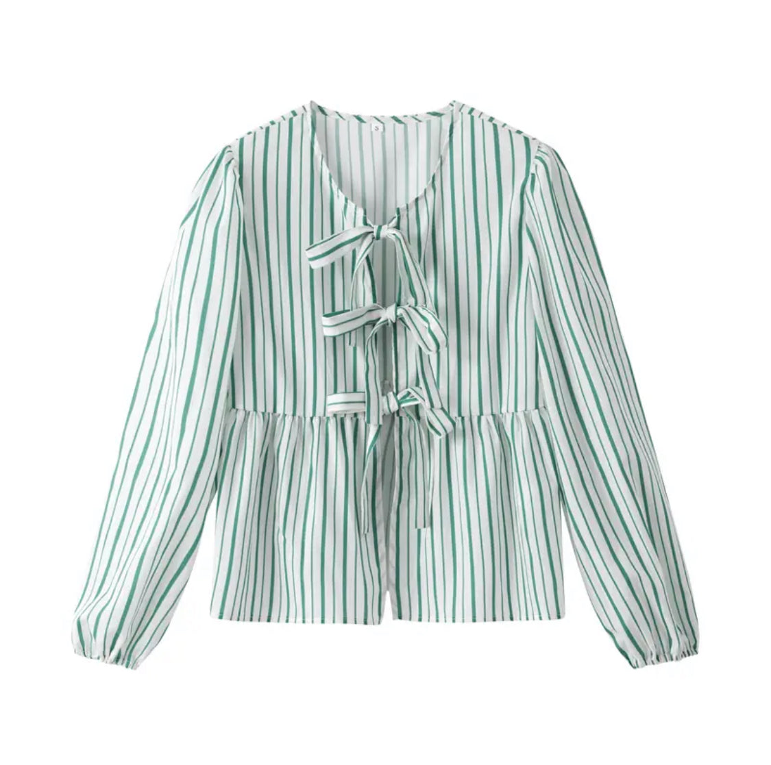 Striped Peplum Blouse | Tie-Front & Balloon Sleeves | Effortlessly Chic