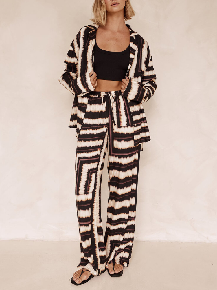 Tarin | Women’s Baggy Pants | Textured Stripe and Relaxed Fit