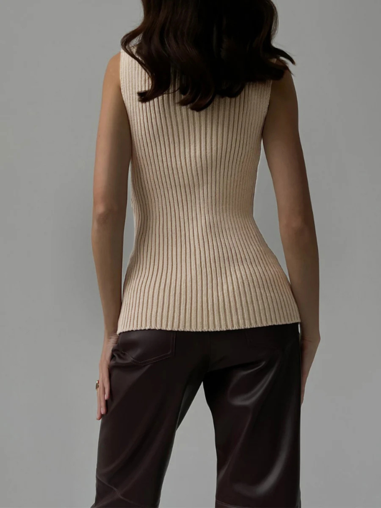 Tessa | Women’s Tank Top | Mock Neck Ribbed Fitted