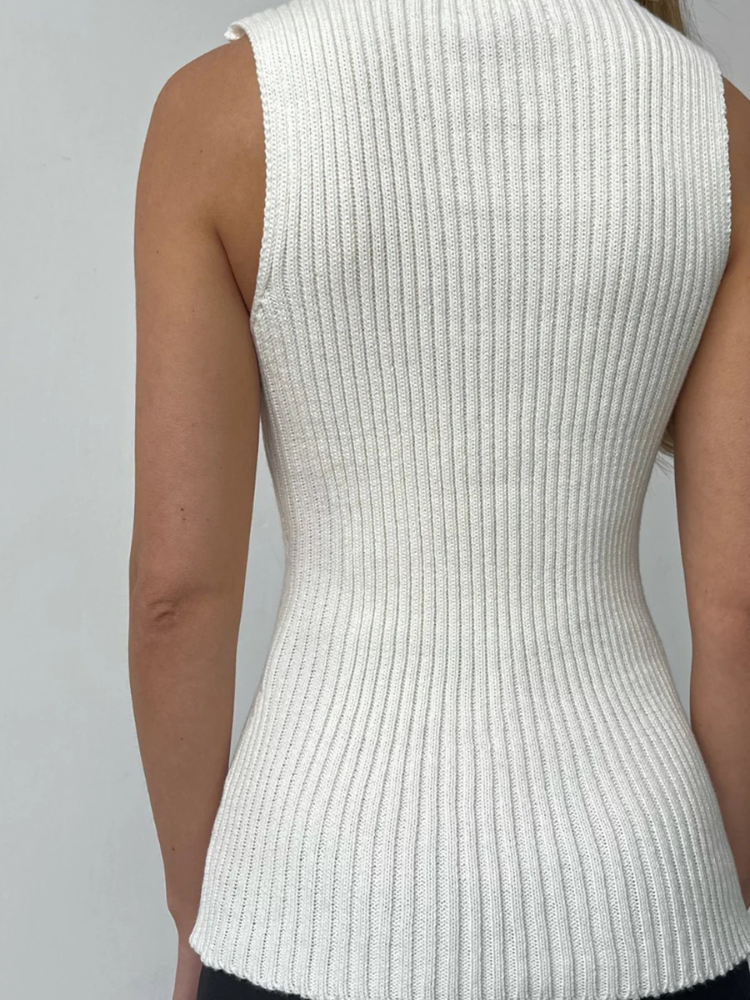 Tessa | Women’s Tank Top | Mock Neck Ribbed Fitted