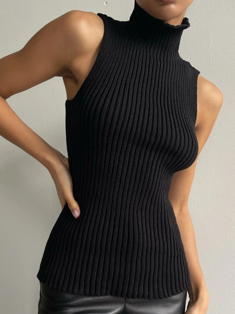 Tessa | Women’s Tank Top | Mock Neck Ribbed Fitted